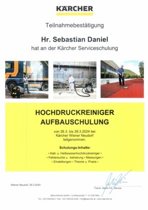 Kärcher Aufbauschulung Daniel Sebastian